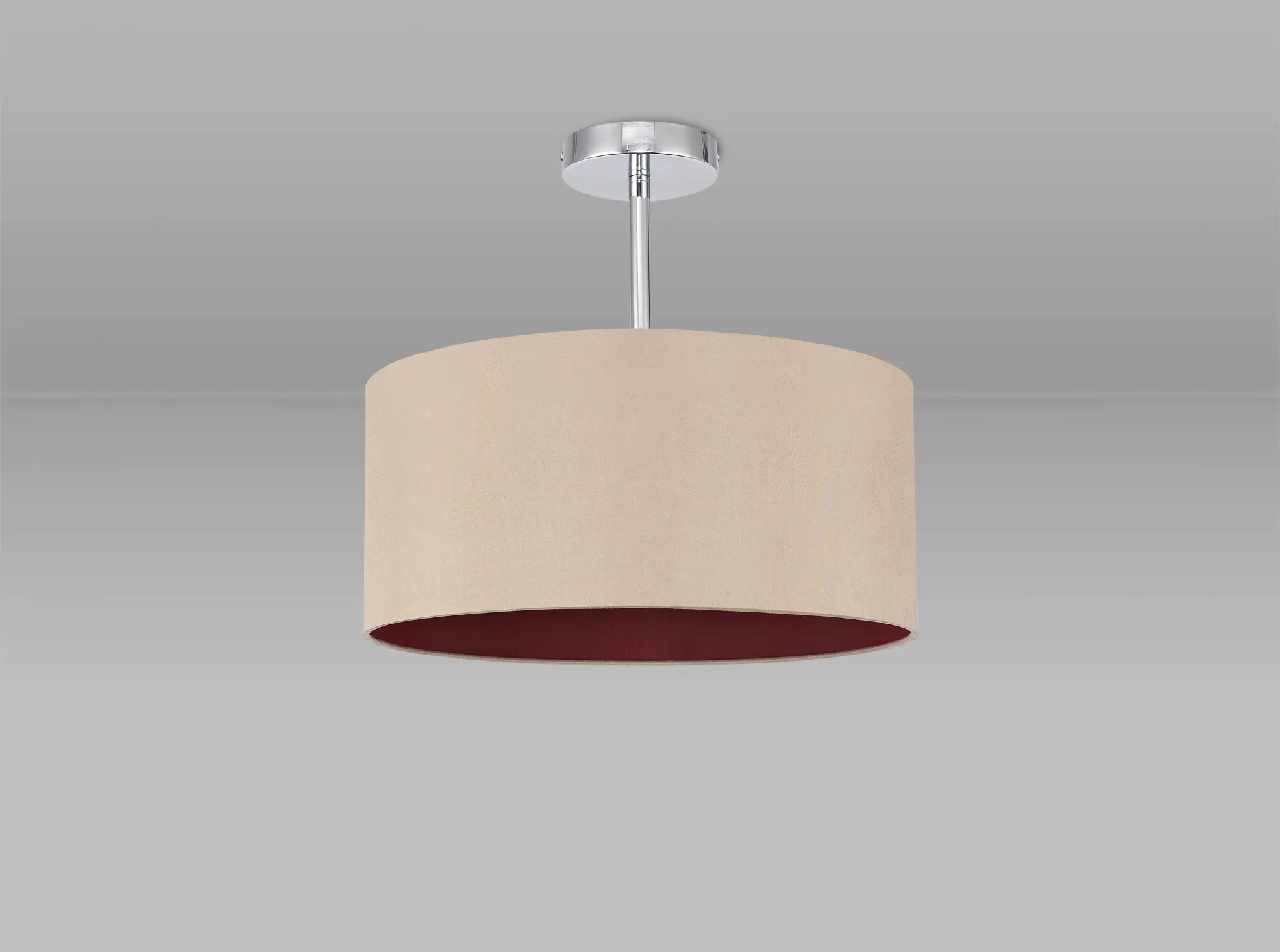 Baymont 40cm Semi Flush 1 Light Polished Chrome, Antique Gold/Ruby DK0092  Deco Baymont